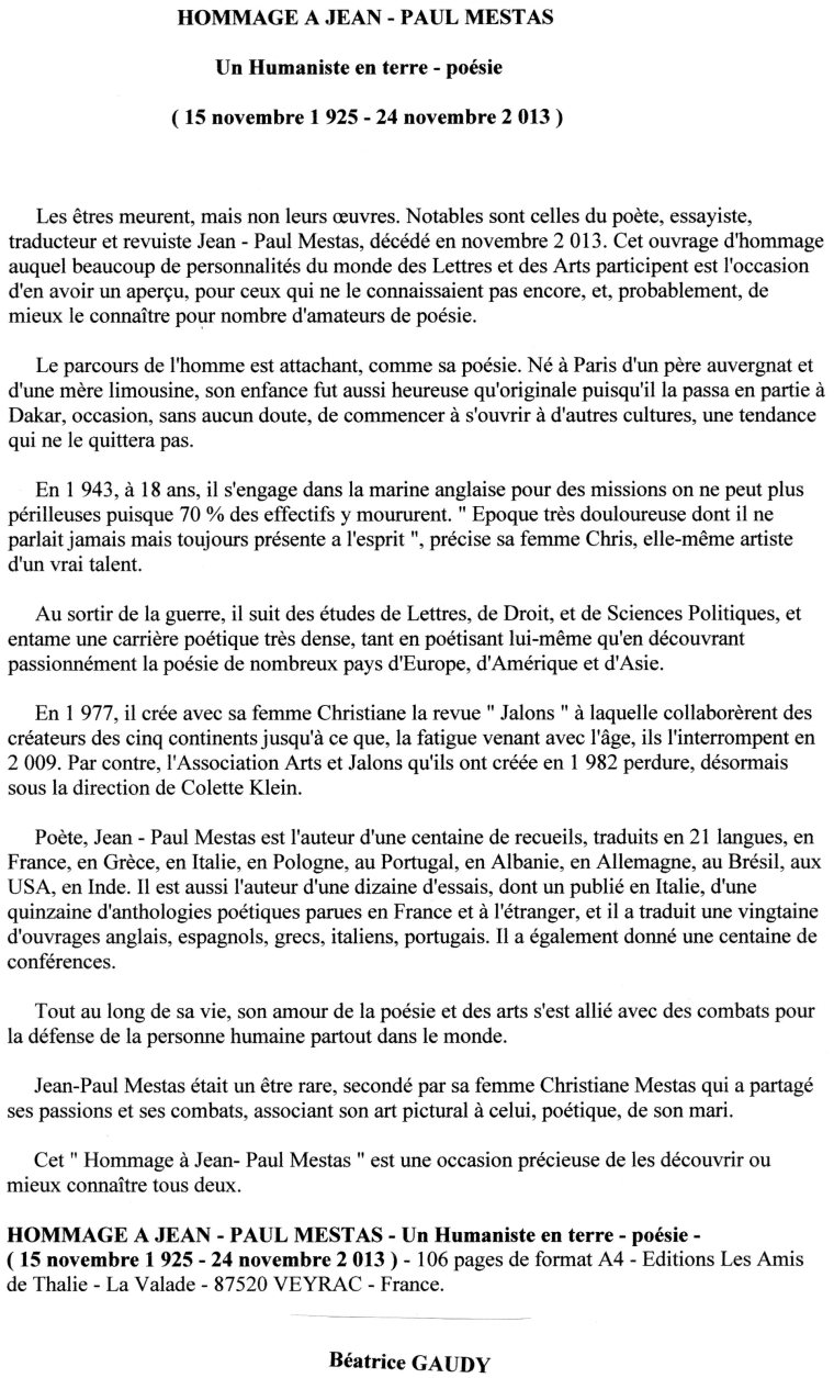 Béatrice Gaudy - Chronique 2 - 12 7 15