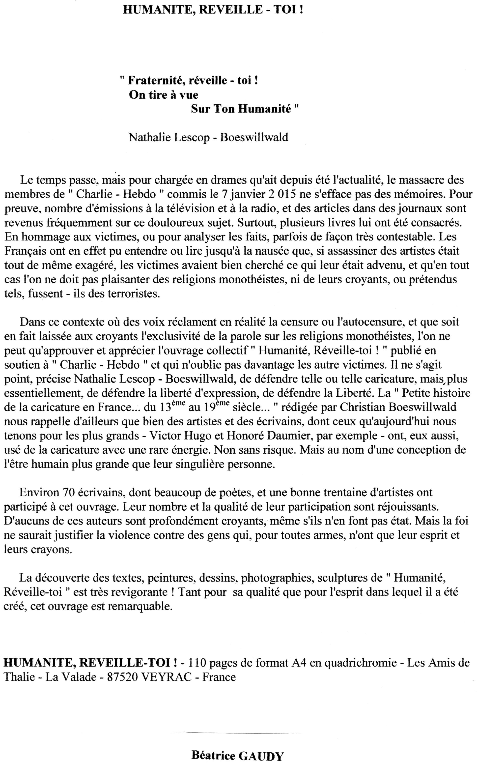 Béatrice Gaudy - Chronique 3 - 12 7 15